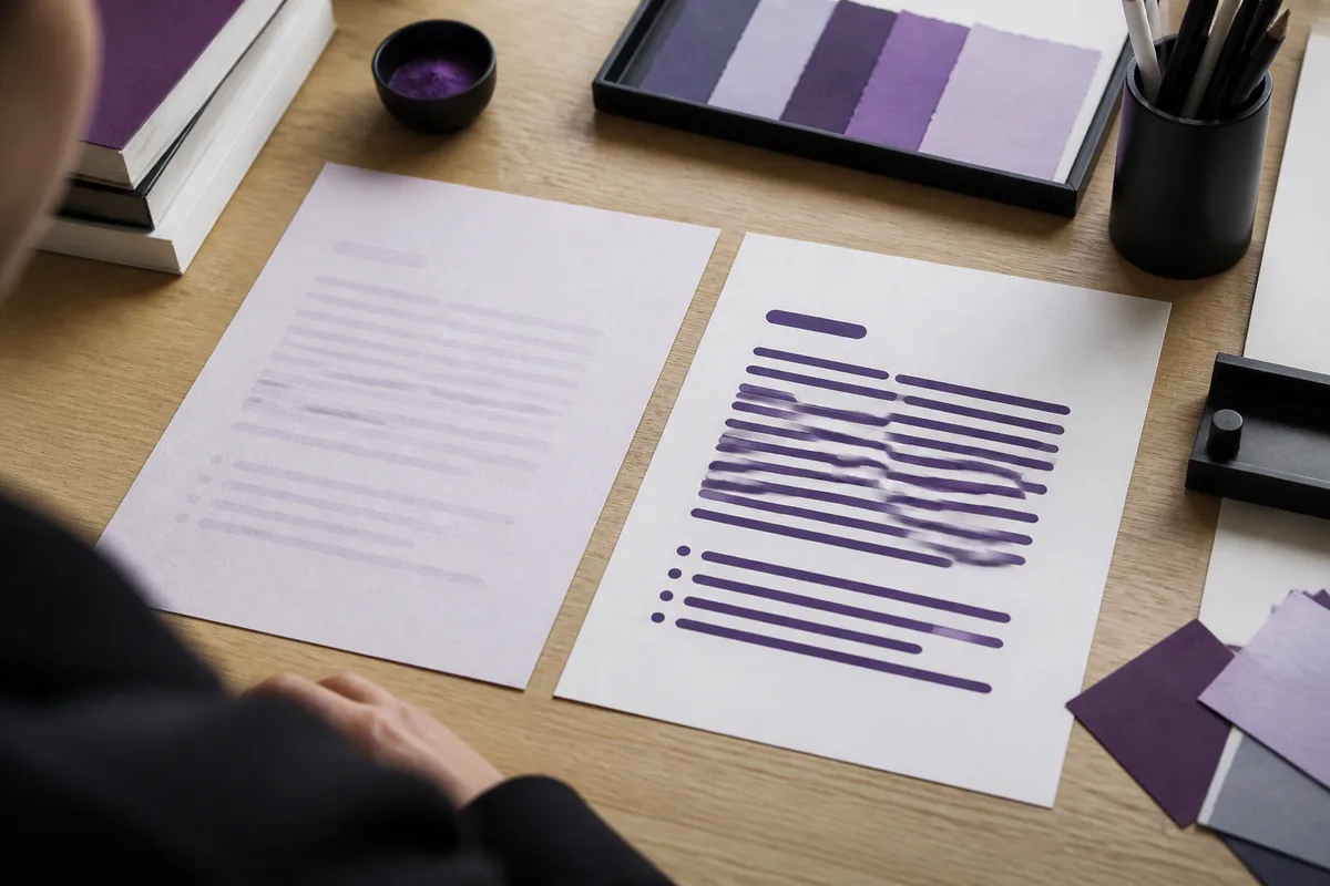 Comparaison de deux blocs de texte, l&rsquo;un à contraste faible, l&rsquo;autre lisible